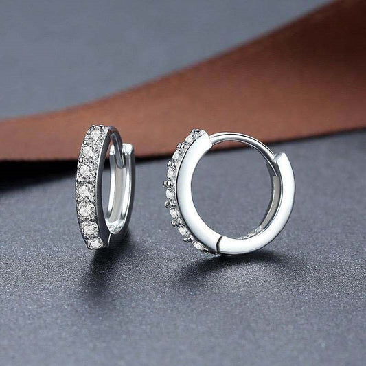 Silver Needle Single Row Diamond Earrings