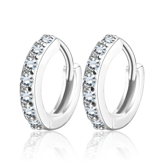 Silver Needle Single Row Diamond Earrings